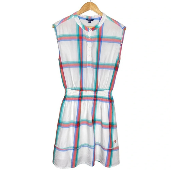 Hatley White Southern Plaid The Abbey Lyocell Mini Shirt Dress Size Small - Picture 2 of 11